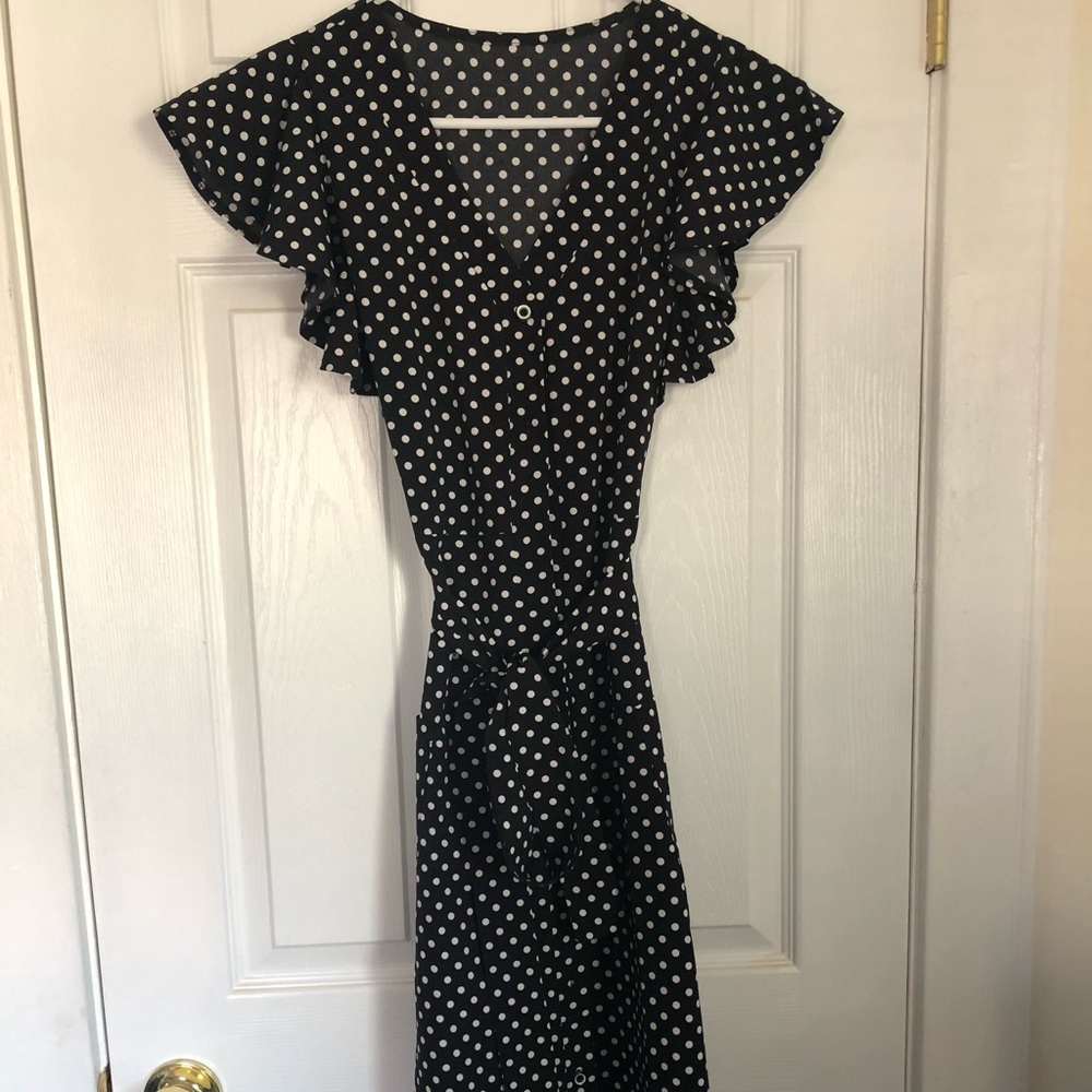 Black & White Polka Dot Midi Dress